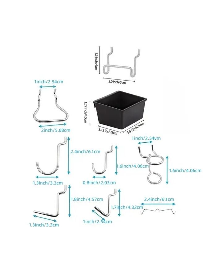 107pcs Silvery Grey Garage Tool Organizer Hooks Set With Nail Board Box - Image 3